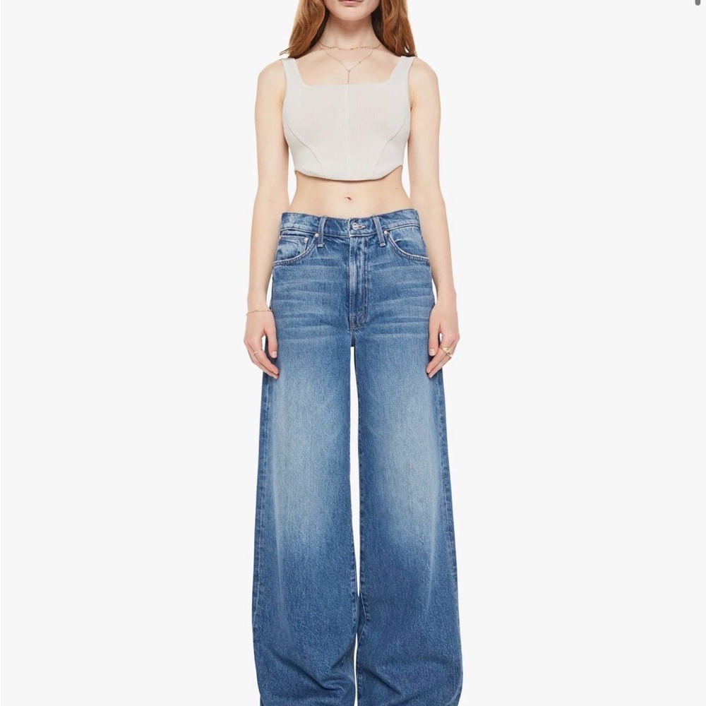 MOTHER Medium Blue High-Rise Wide Leg Jeans